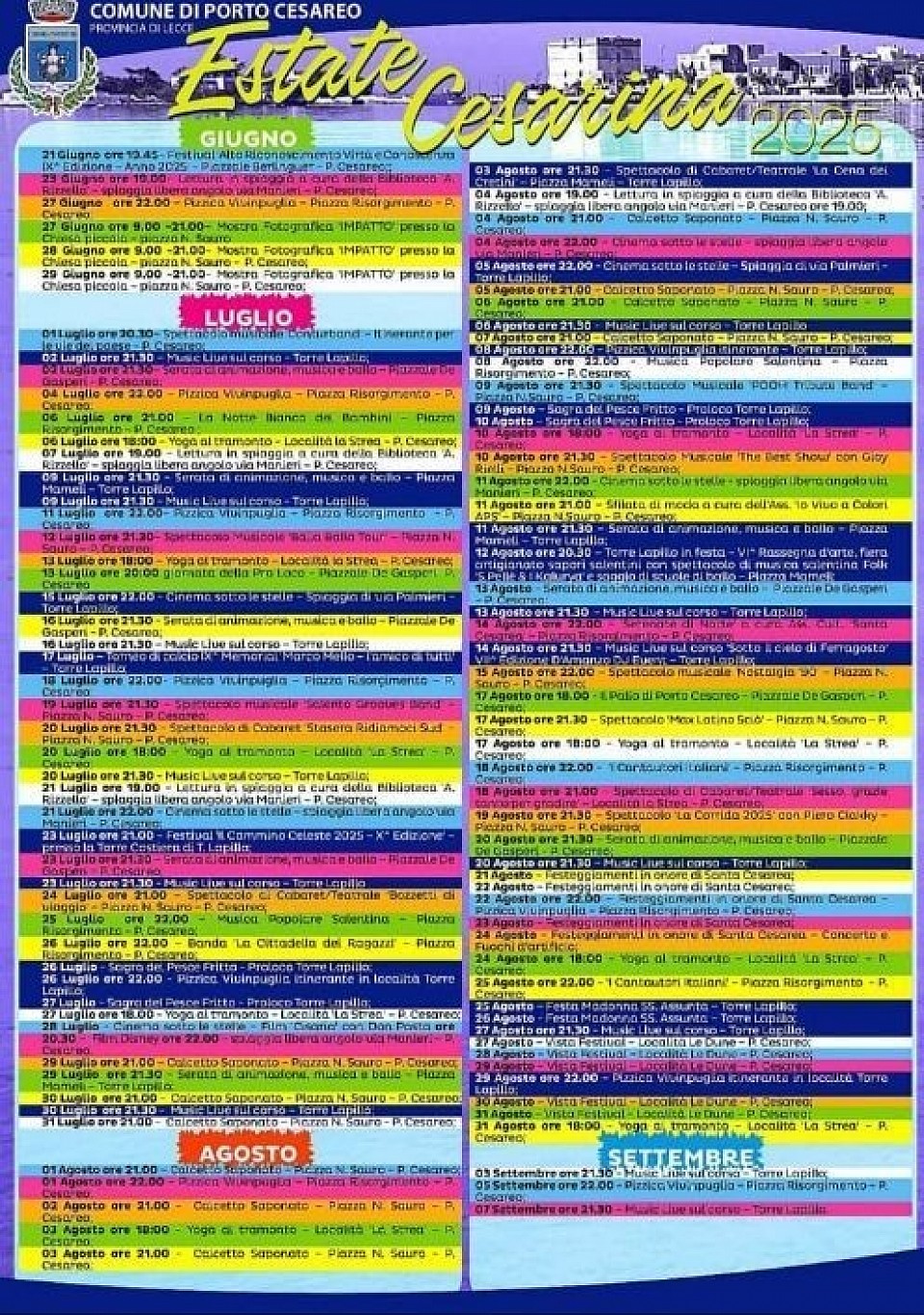 CALENDARIO EVENTI ESTATE 2025