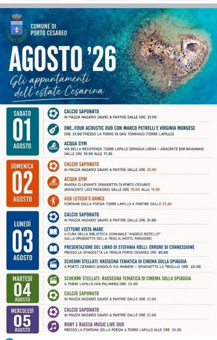 Eventi agosto 2026 prima settimana